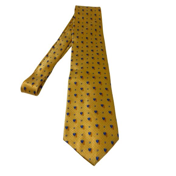 Faberge Silk Print Tie Gold Blue Suit Formal Dress Event Mens #202 - Picture 1 of 5